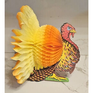Vintage Beistle Thanksgiving Turkey Honeycomb Paper Table Decoration Centerpiece